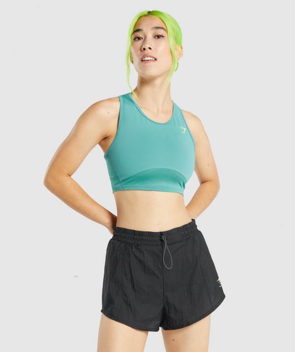 Damske Tielko Gymshark Pulse Crop Tyrkysové | VW0654289